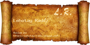 Lehotay Radó névjegykártya